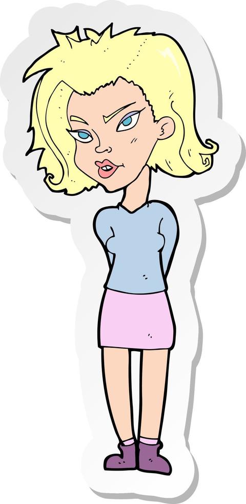 sticker of a cartoon woman vector
