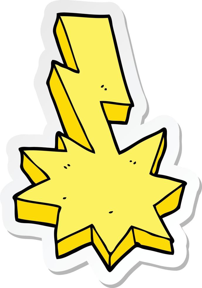 sticker of a cartoon lightning strike vector
