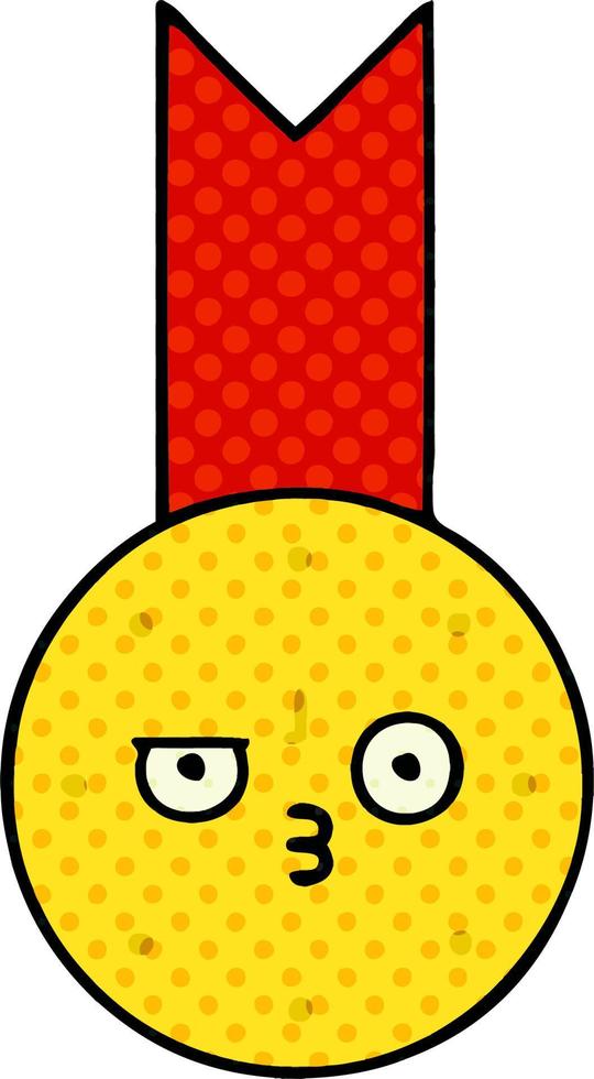 comic book style cartoon gold medal vector