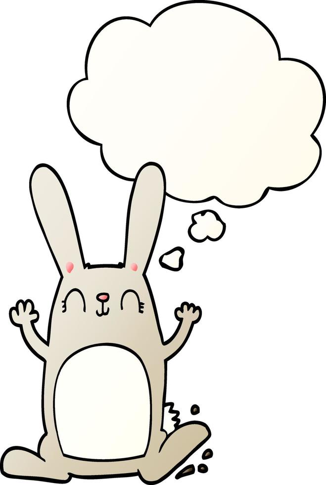 cartoon rabbit and thought bubble in smooth gradient style vector