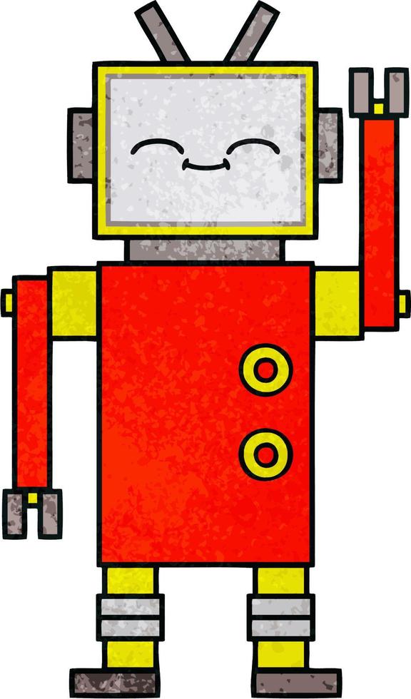 retro grunge texture cartoon robot vector