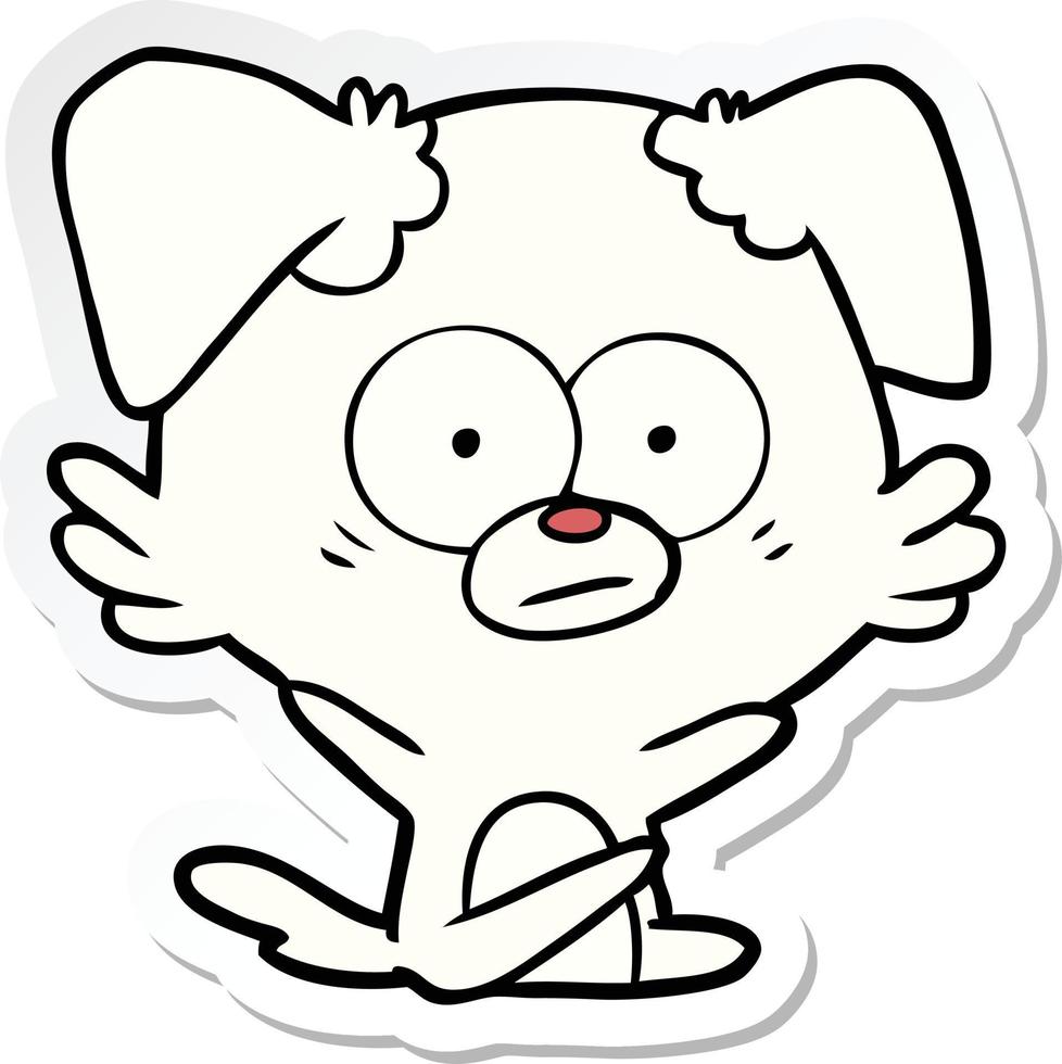 sticker of a nervous dog cartoon vector