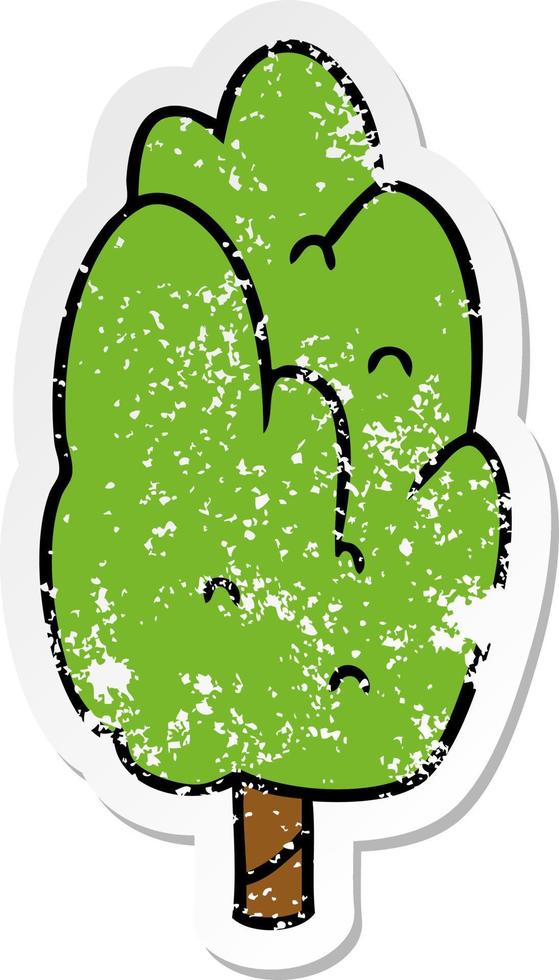 distressed sticker cartoon doodle single green tree vector