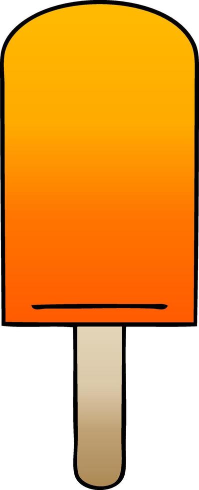 quirky gradient shaded cartoon orange ice lolly vector