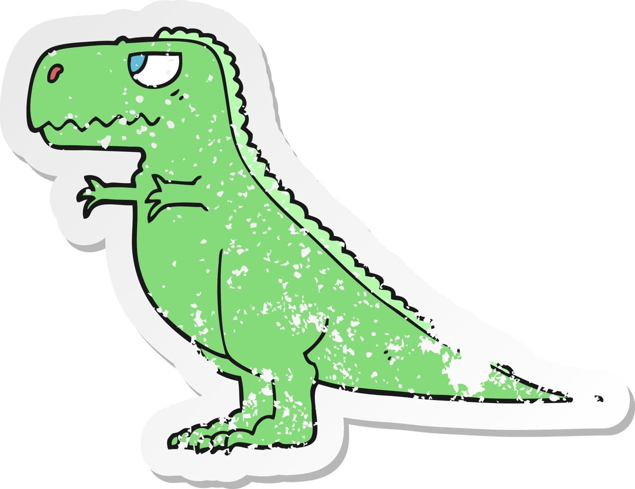 distressed sticker of a cartoon dinosaur vector