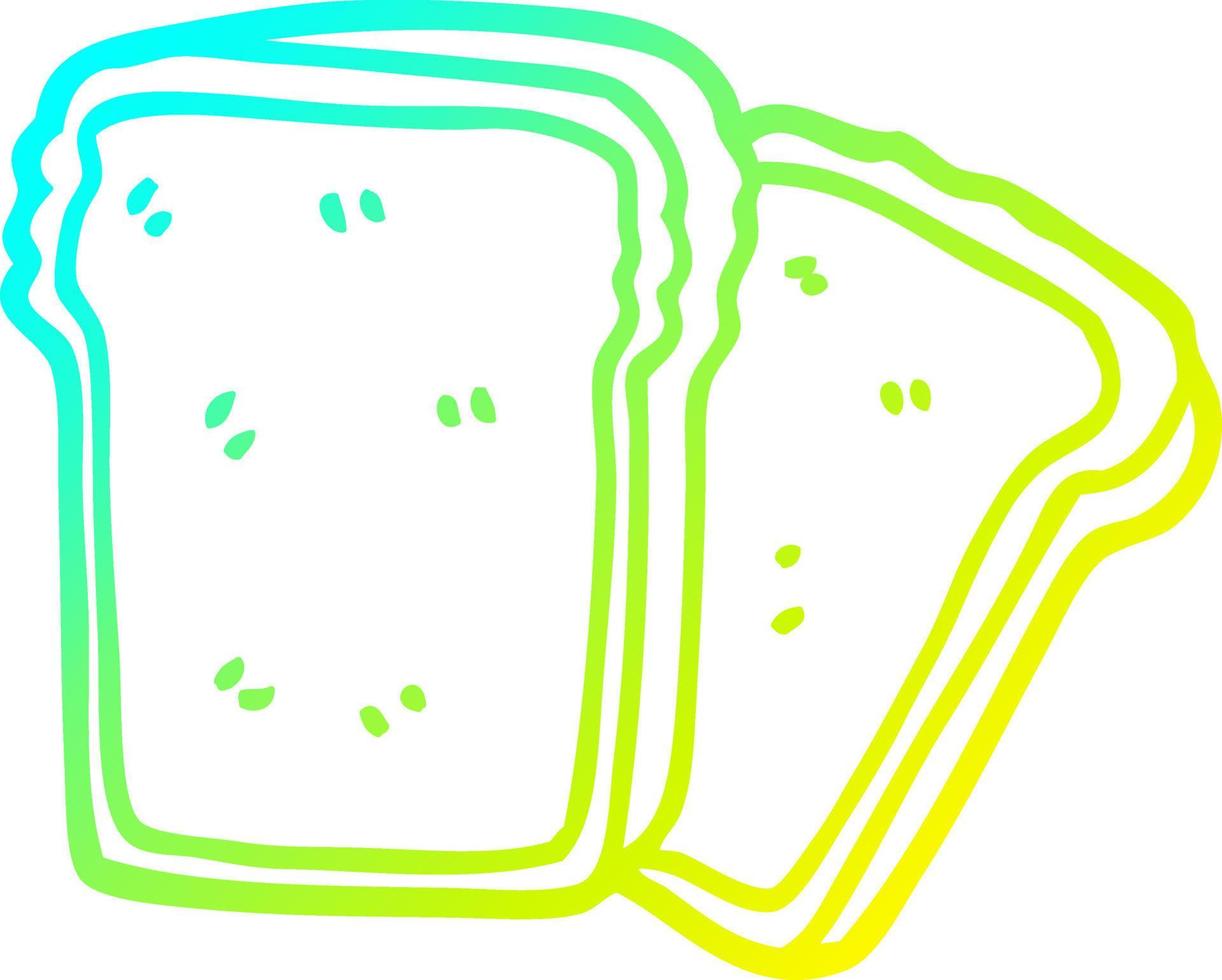 cold gradient line drawing cartoon slices of bread vector