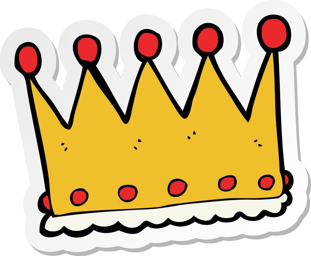 sticker of a cartoon crown vector