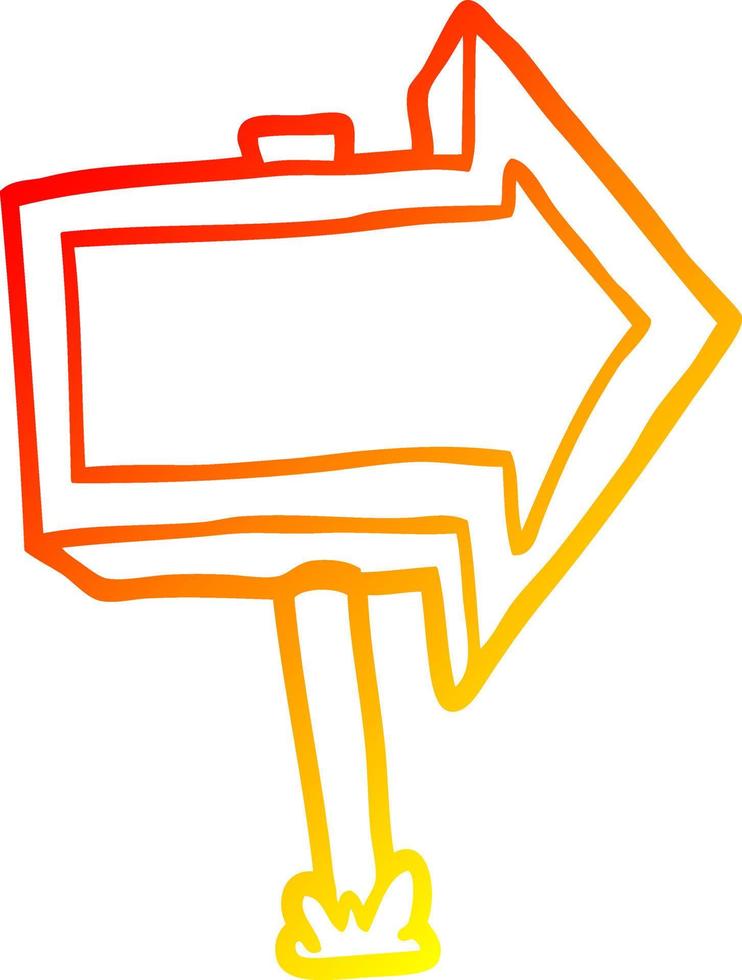 warm gradient line drawing cartoon pointing arrow sign vector
