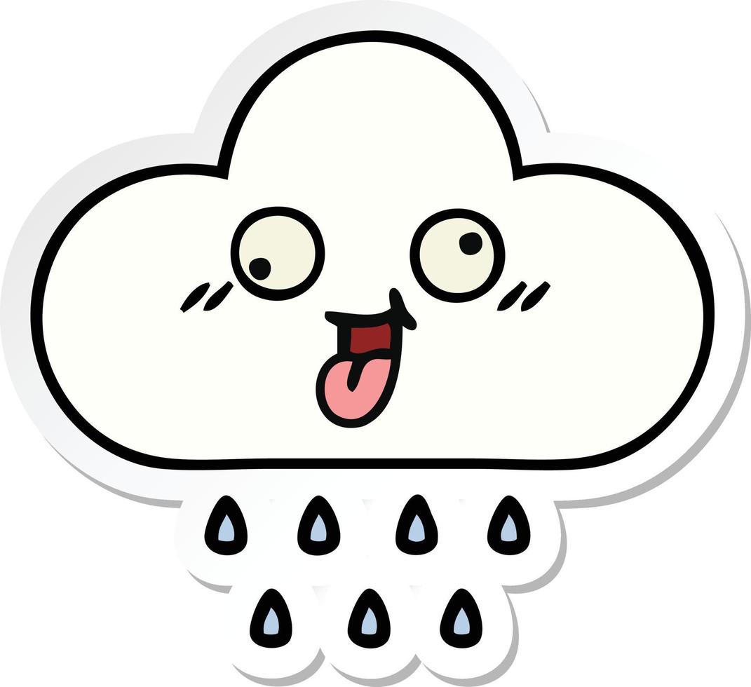 sticker of a cute cartoon rain cloud vector