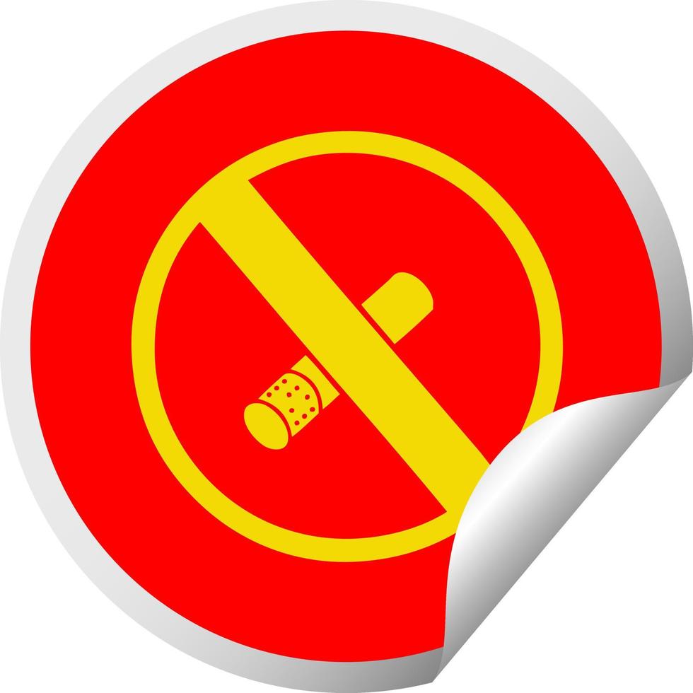 Peeling circular pegatina dibujos animados prohibido fumar signo vector
