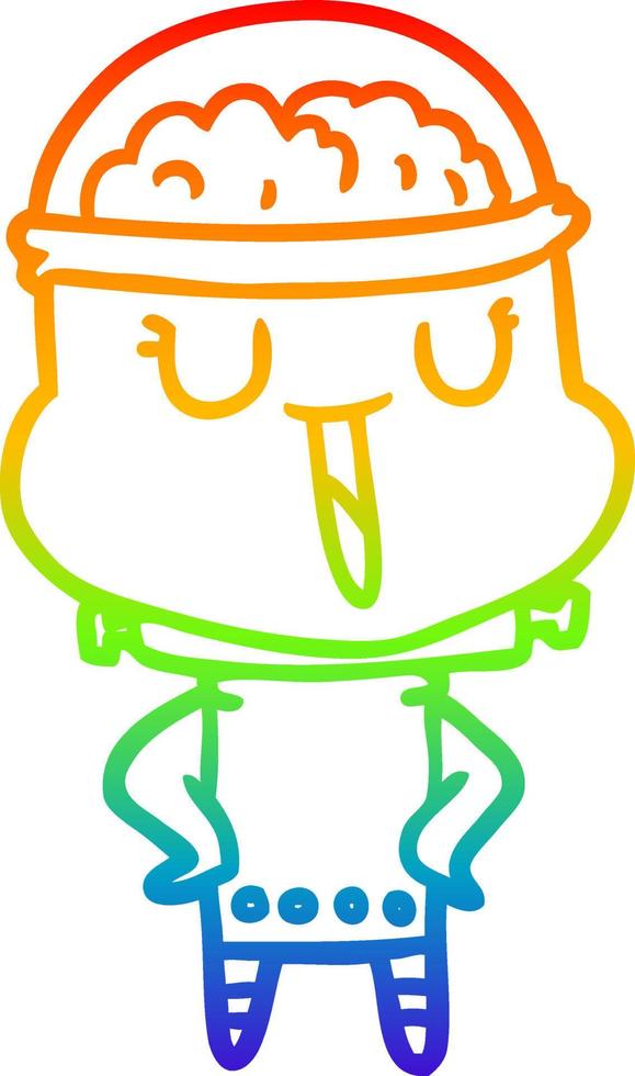 rainbow gradient line drawing happy cartoon robot vector