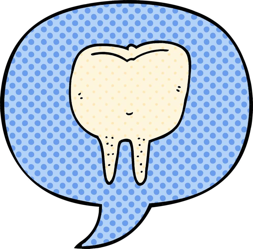 cartoon tooth and speech bubble in comic book style vector