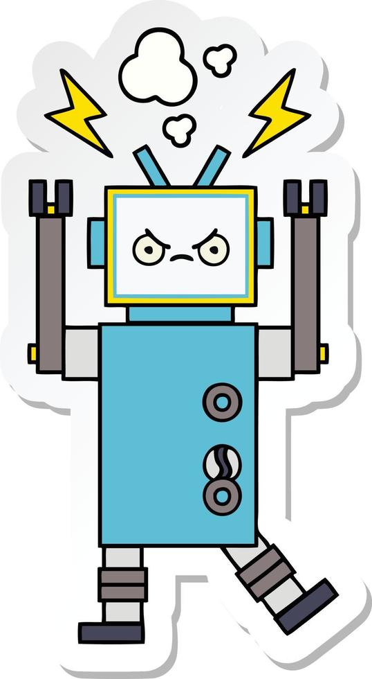 sticker of a cute cartoon robot vector