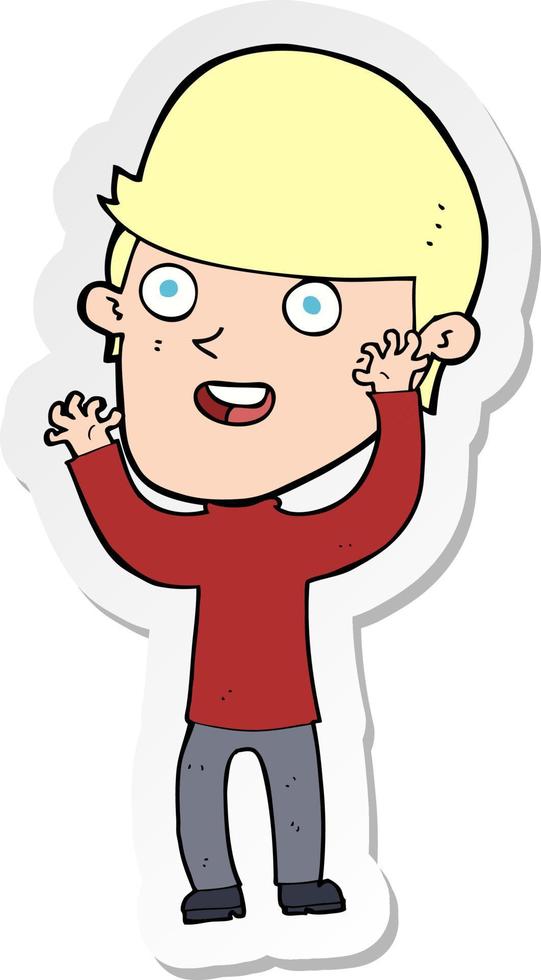 sticker of a cartoon happy man vector