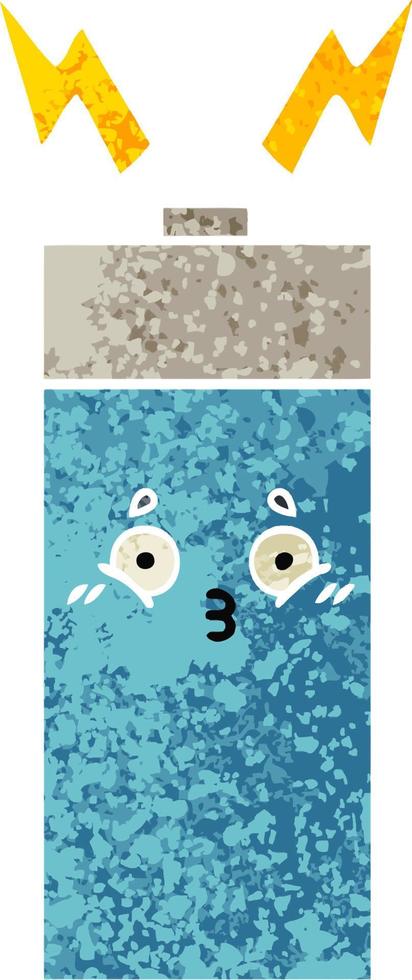 retro illustration style cartoon battery vector