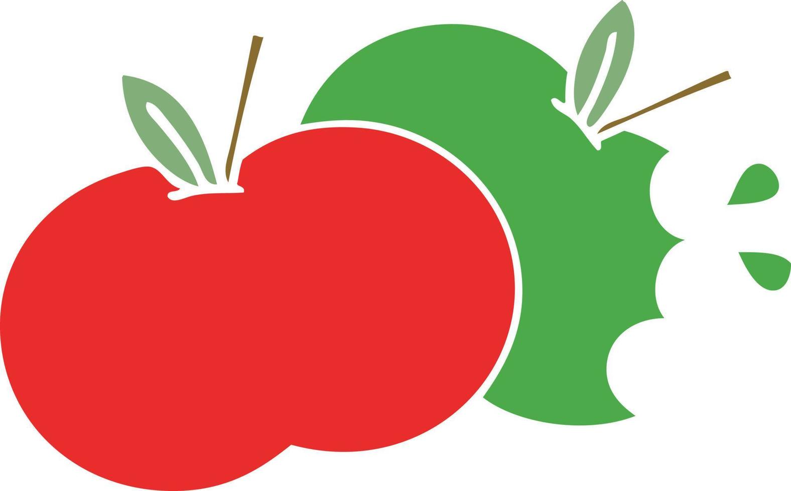 flat color retro cartoon apples vector