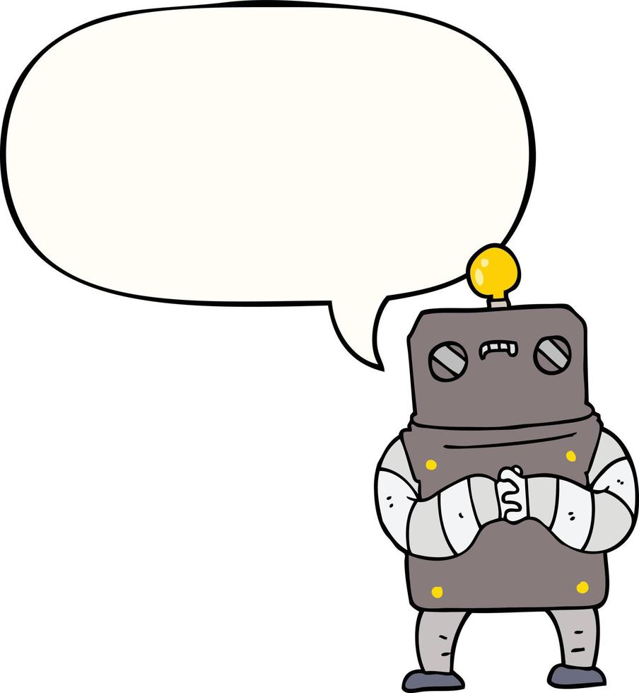 cartoon robot and speech bubble vector