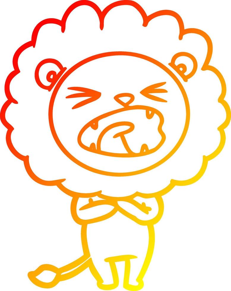 warm gradient line drawing cartoon lion vector