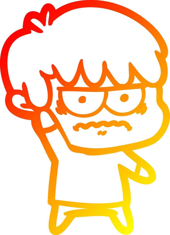 warm gradient line drawing annoyed cartoon boy vector