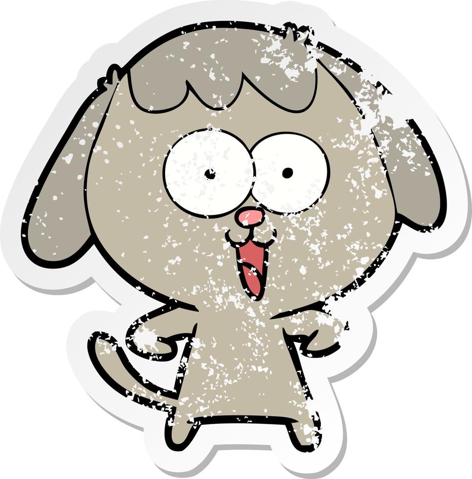 distressed sticker of a cute cartoon dog vector