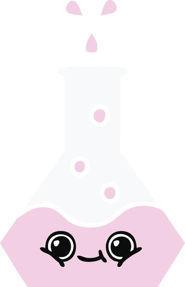flat color retro cartoon science beaker vector