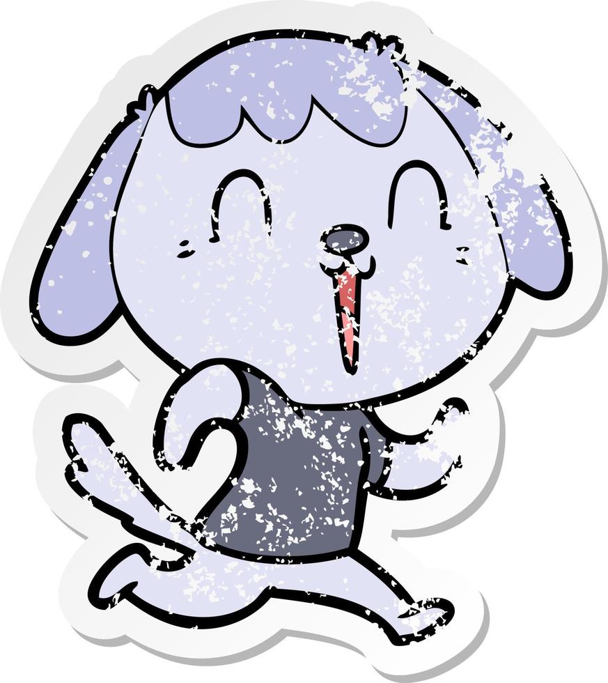 distressed sticker of a cute cartoon dog vector