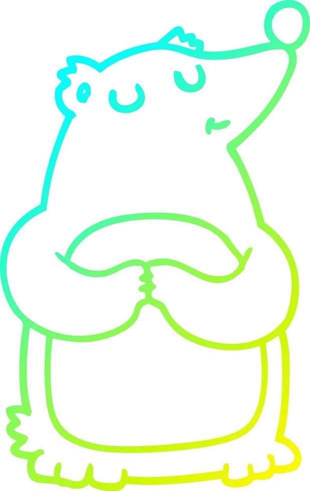 cold gradient line drawing cartoon bear vector