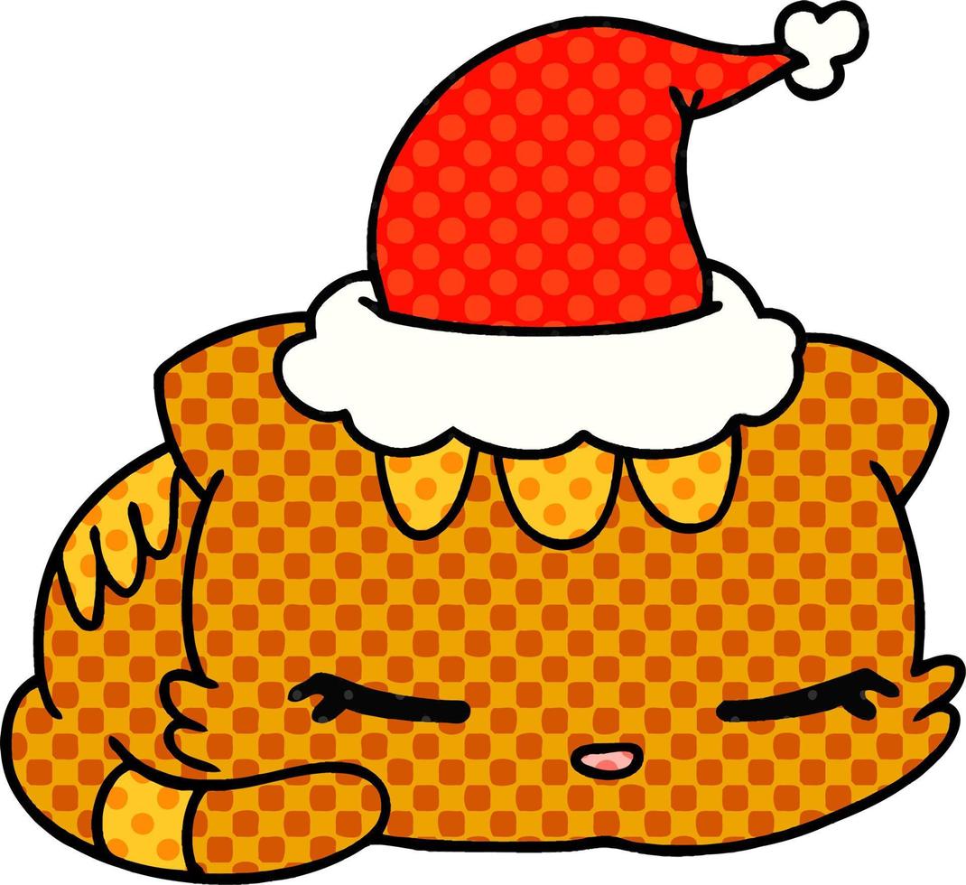 christmas cartoon of kawaii cat vector