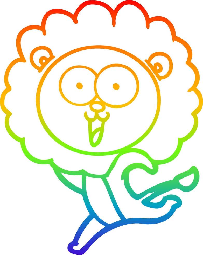 rainbow gradient line drawing happy cartoon lion vector