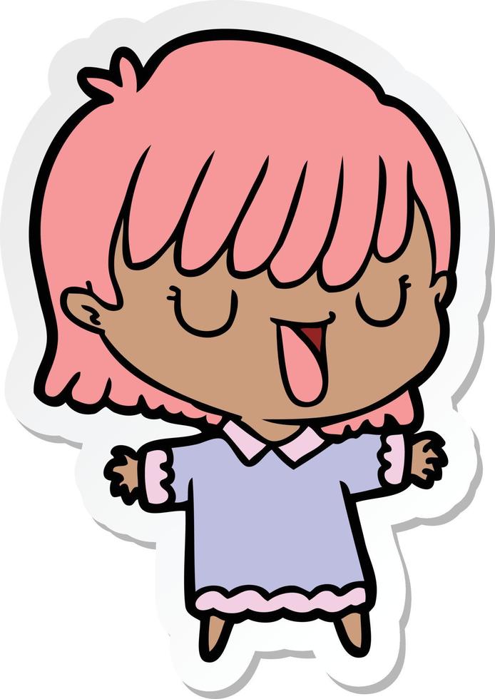 sticker of a cartoon woman vector