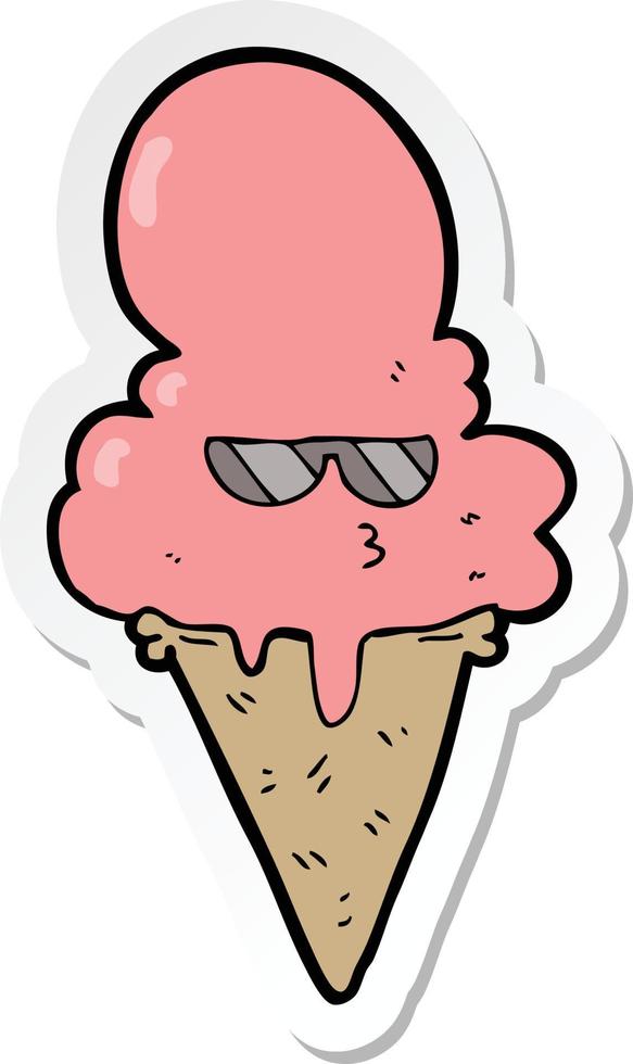 sticker of a cartoon cool ice cream vector