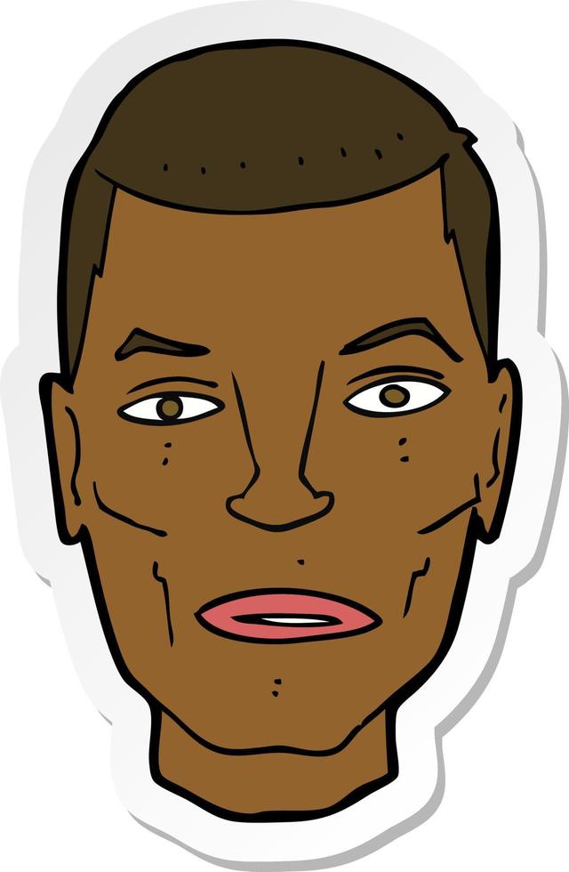 sticker of a cartoon serious male face vector