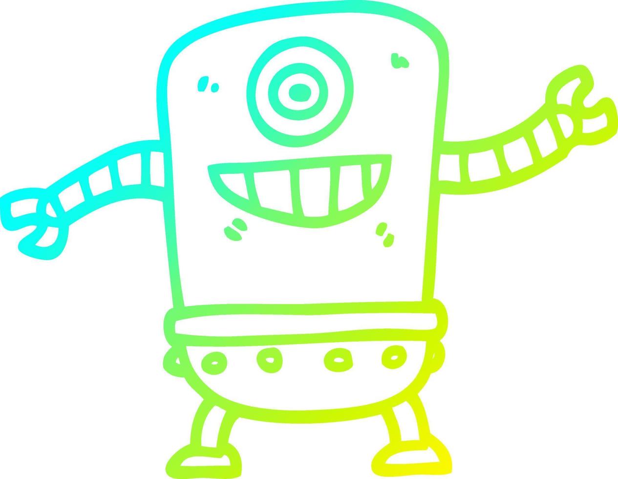 cold gradient line drawing cartoon robot vector