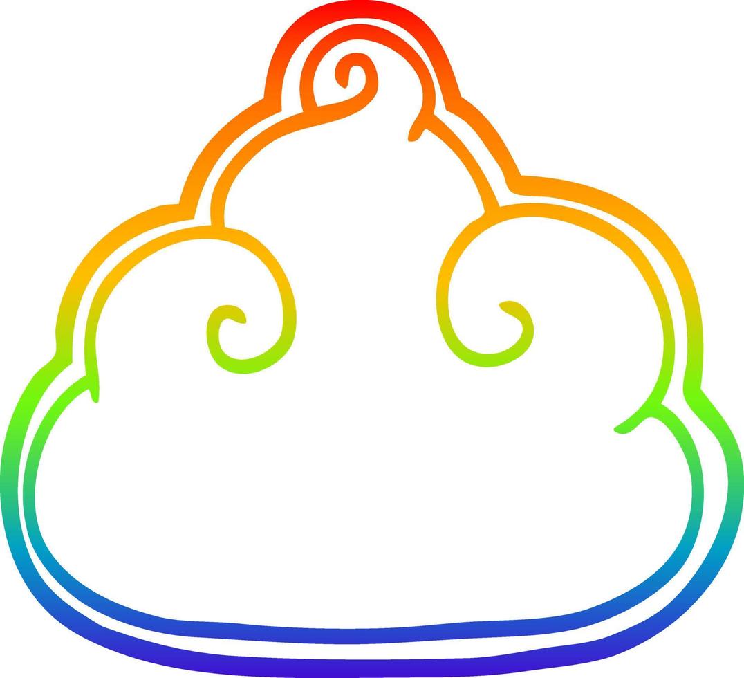 símbolo de nube de dibujos animados de dibujo de línea de gradiente de arco iris vector