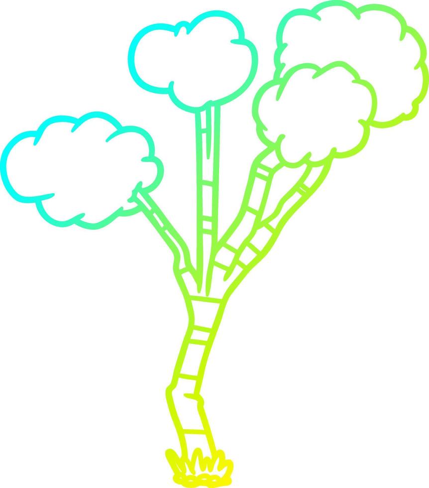 cold gradient line drawing cartoon sparse tree vector