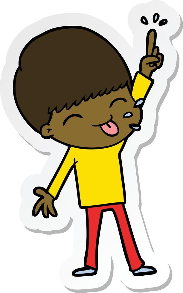 sticker of a happy cartoon boy vector