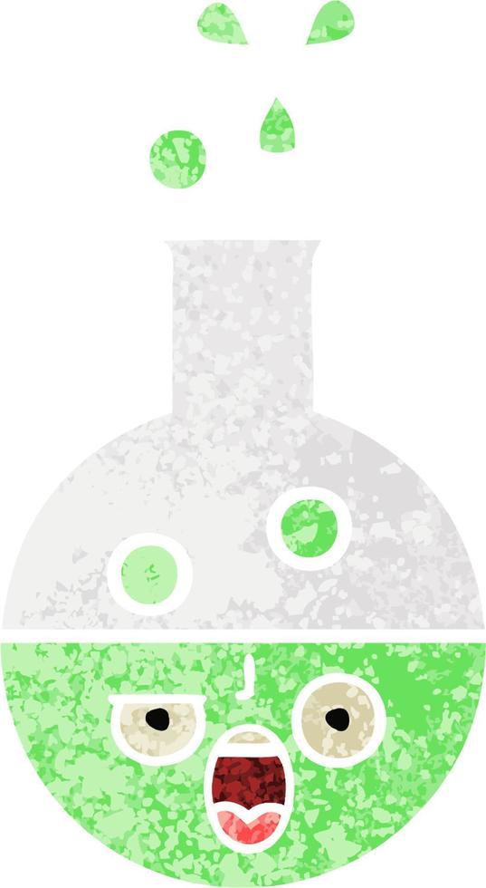 retro illustration style cartoon test tube vector