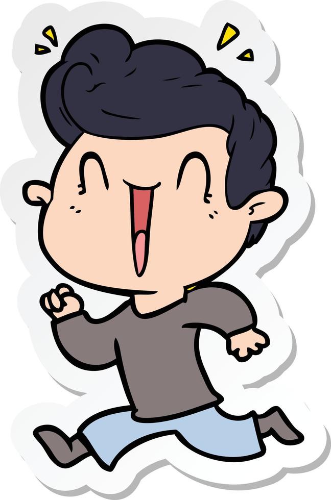 sticker of a cartoon excited man vector