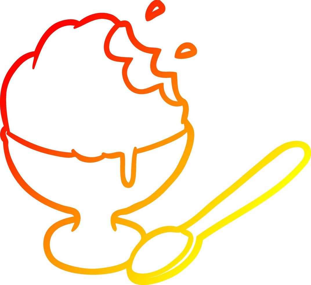 warm gradient line drawing ice cream dessert in bowl vector