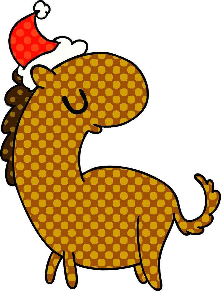 christmas cartoon of kawaii horse vector