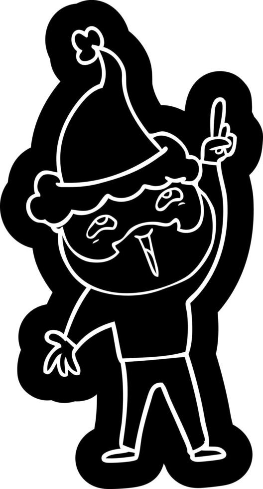 cartoon icon of a happy bearded man wearing santa hat vector