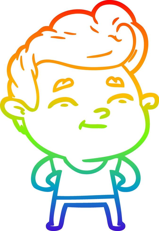 rainbow gradient line drawing happy cartoon man vector