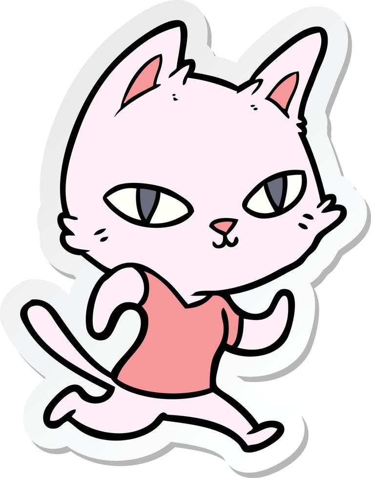 sticker of a cartoon cat running vector