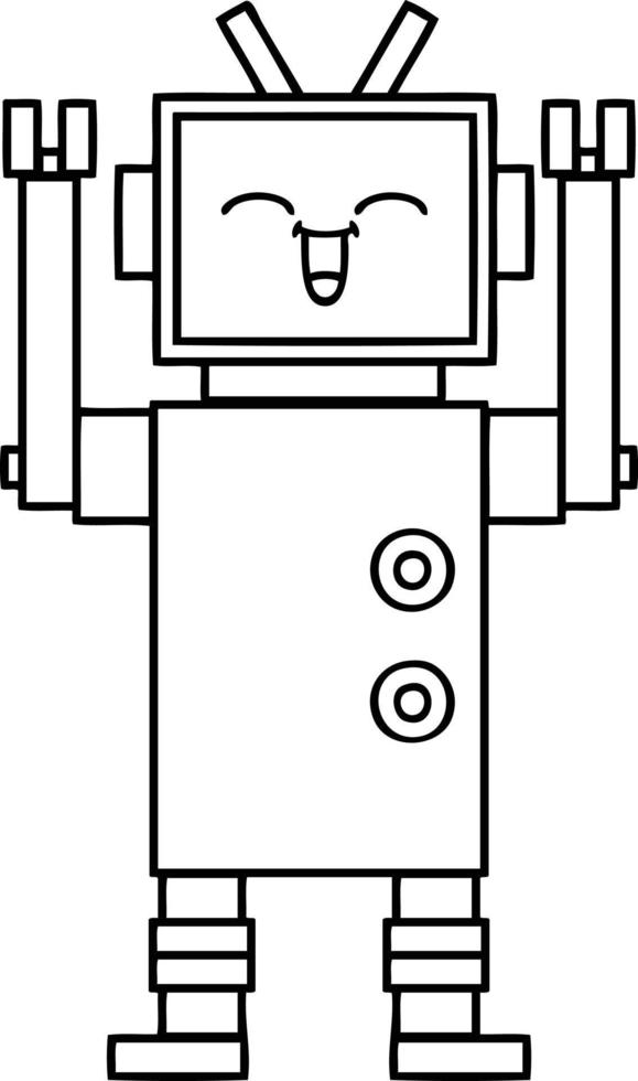 line drawing cartoon robot vector