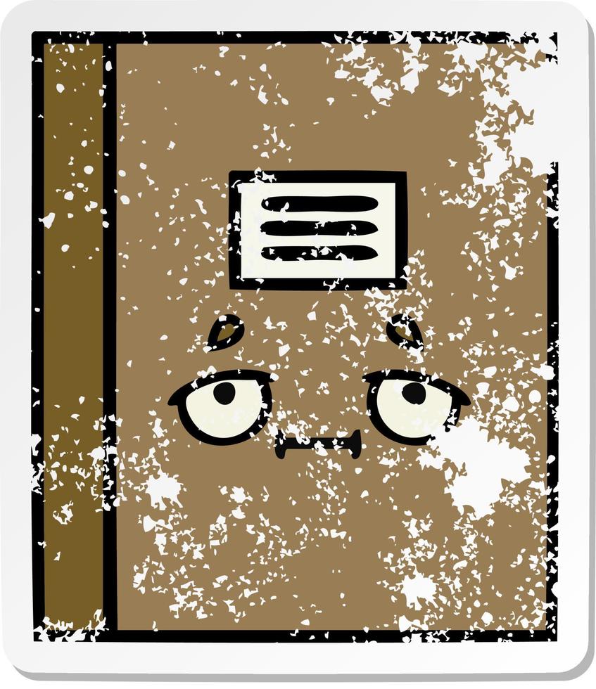 distressed sticker of a cute cartoon notebook vector