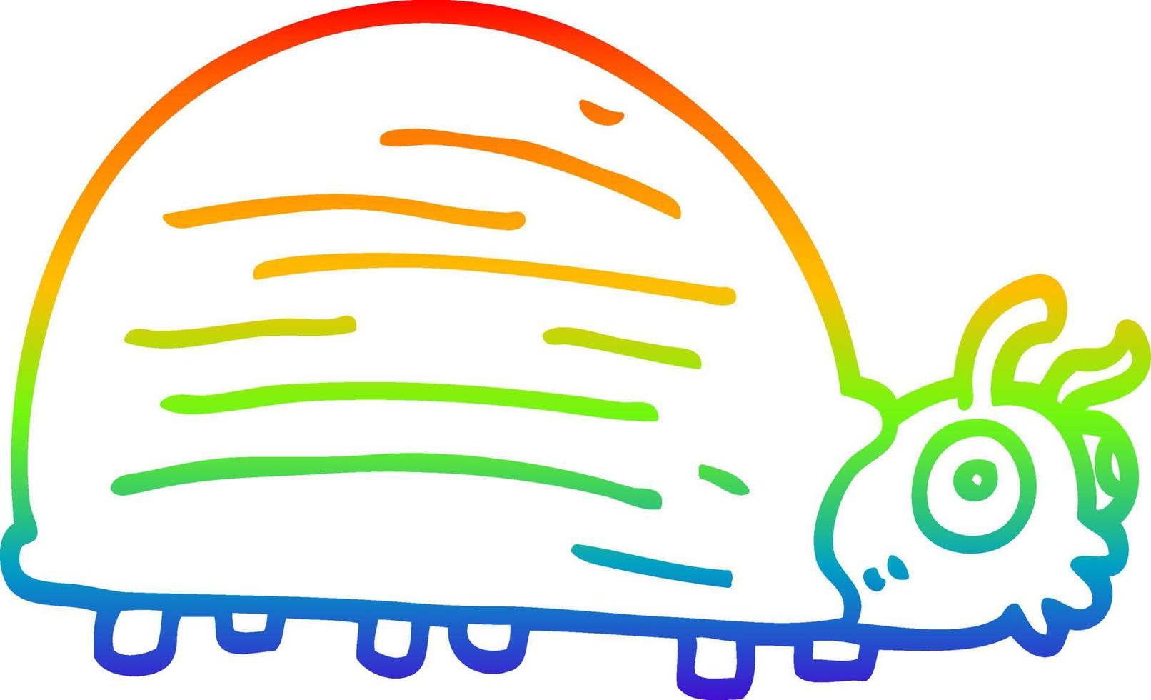 rainbow gradient line drawing cartoon huge beetle vector