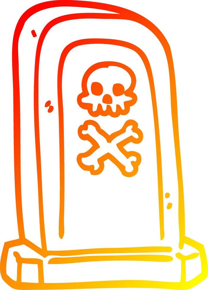 warm gradient line drawing cartoon grave stone vector