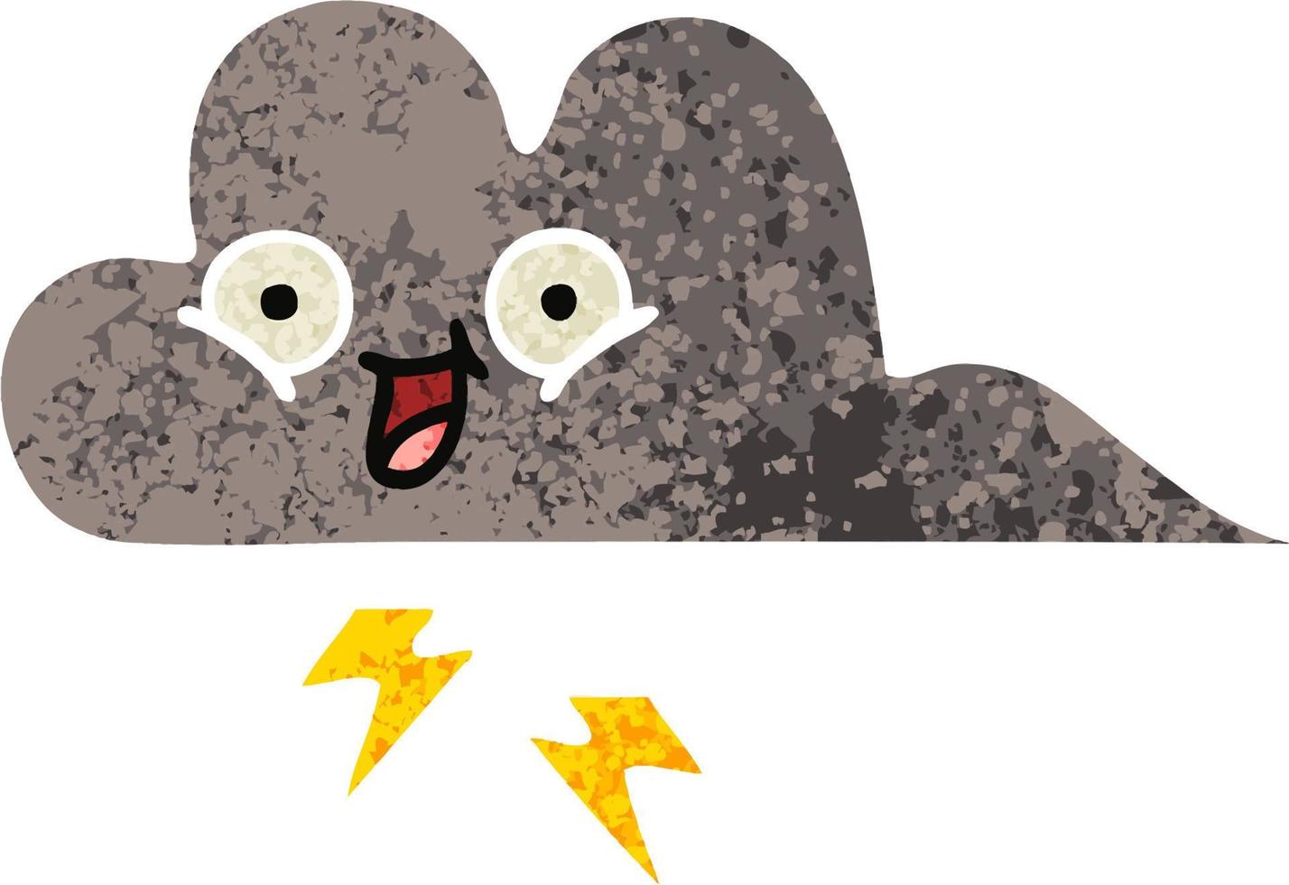 retro illustration style cartoon storm cloud vector