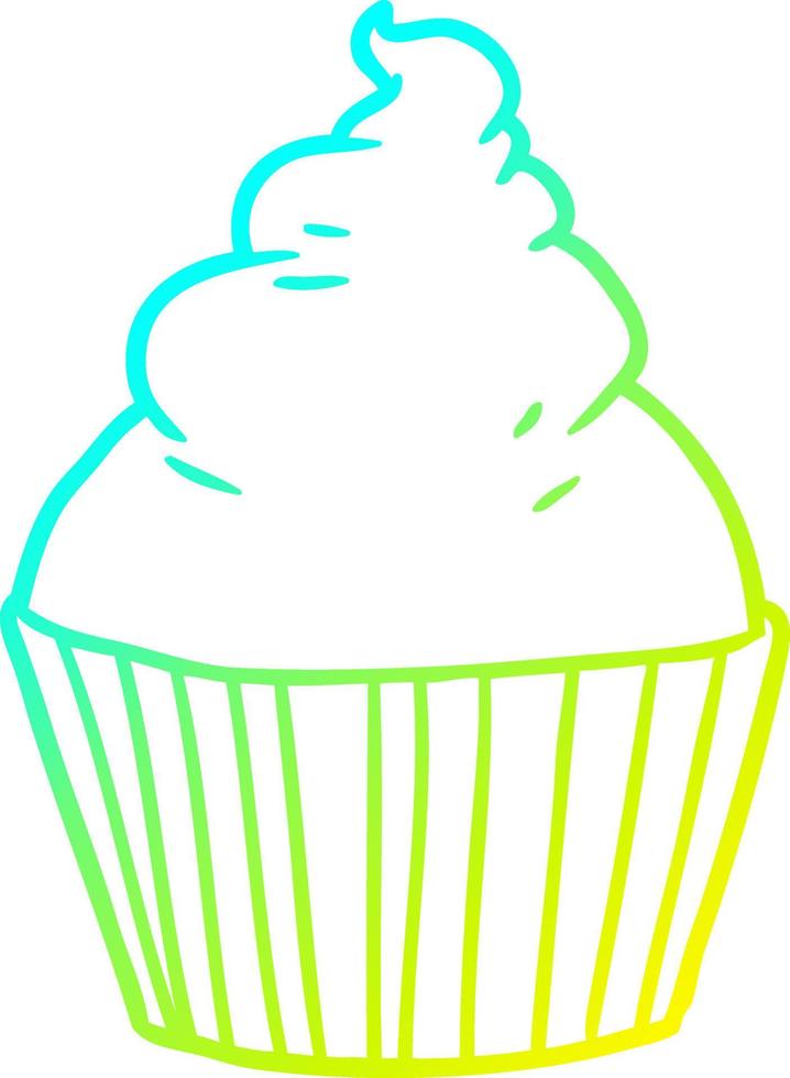 cold gradient line drawing cartoon cup cake vector