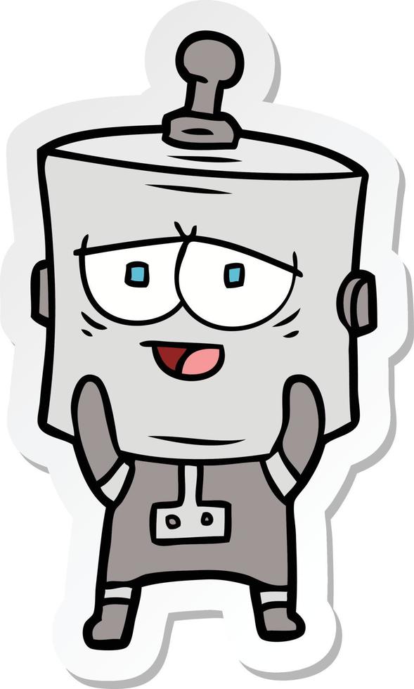 sticker of a cartoon robot vector